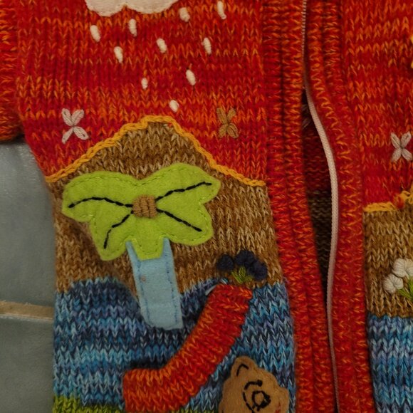 American South Side kids sweater, animal print. Zippered, hood. - Picture 12 of 13